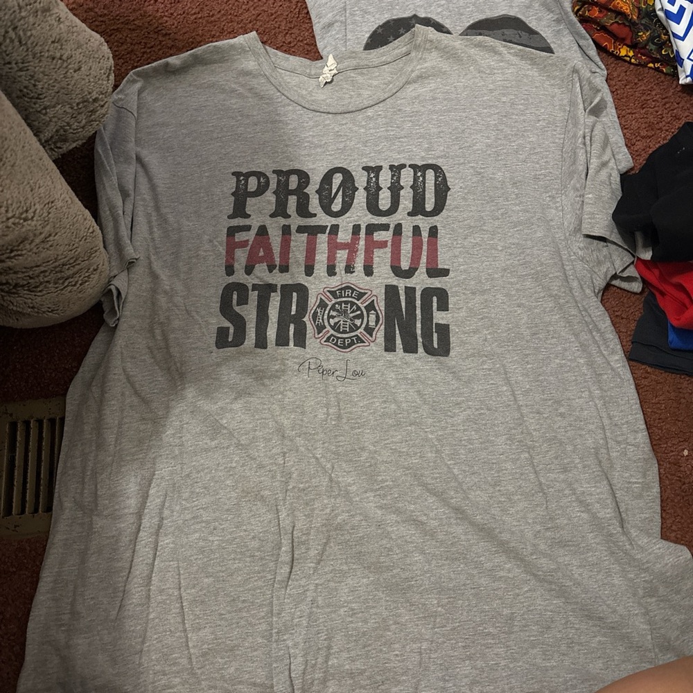 Gray Proud Faithful Strong T-Shirt
